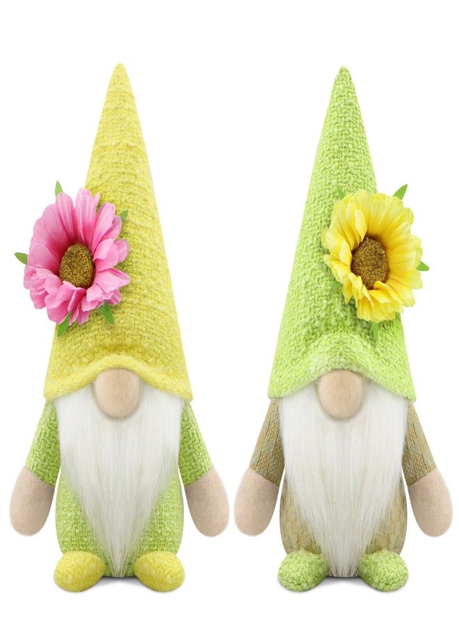 Gehydy Set of 2 Spring Gnomes Decoration Easter Summer Sunflower Gnome Handmade Decor for Home Kitchen Tiered Tray - Image 1